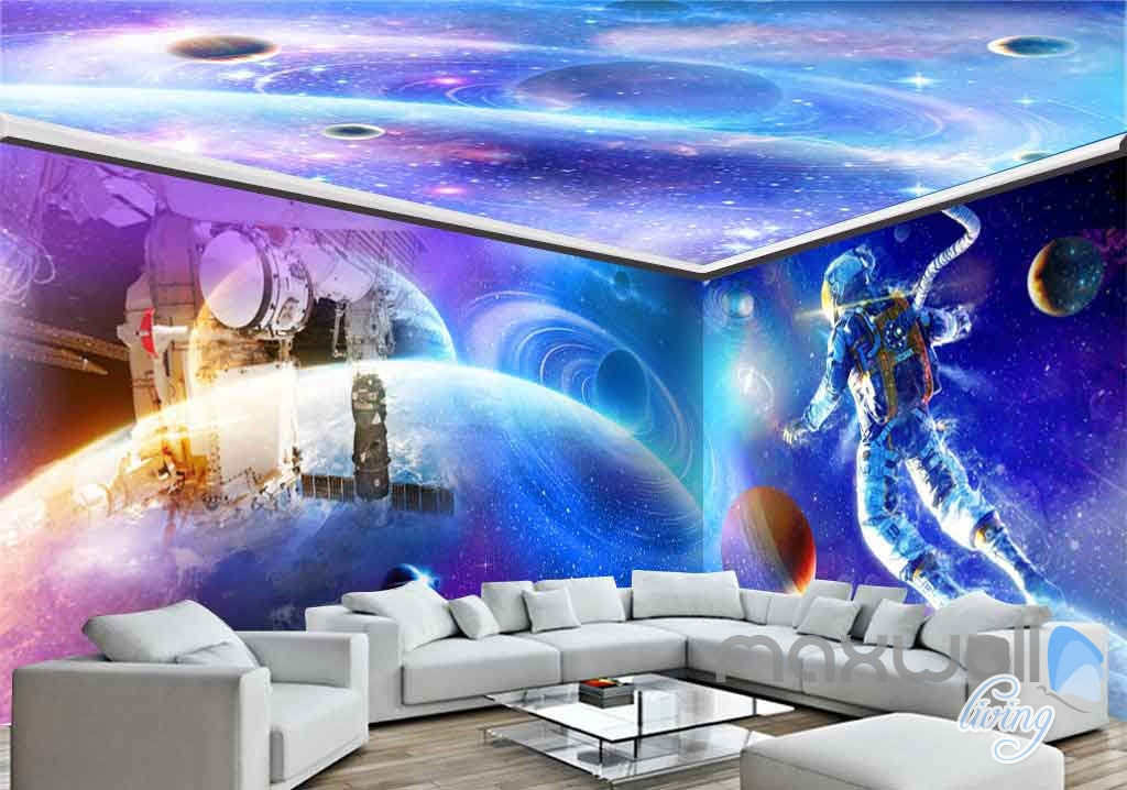 3D Astronauts Universe Ceiling Entire Room Wallpaper Wall Murals Art Prints IDCQW-000152