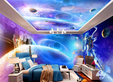 Image of 3D Astronauts Universe Ceiling Entire Room Wallpaper Wall Murals Art Prints IDCQW-000152