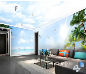 3D Coast View Clouds Sunshine Enire Living Room Wallpaper Wall Murals Art Prints IDCQW-000156