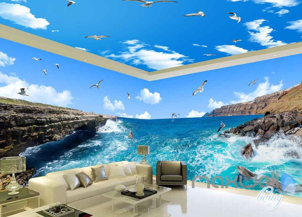 3D Reef Sea View Bird Entire Room Wallpaper Wall Mural Art Prints IDCQW-000158
