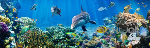 Underwater world aquarium theme space entire room wallpaper wall mural decal IDCQW-000161