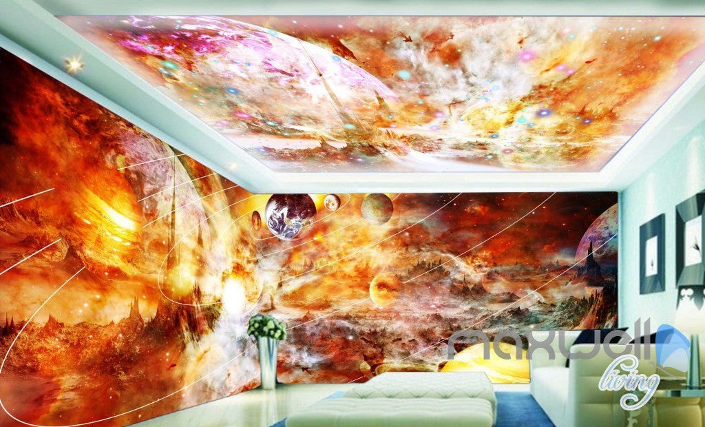 3D Solar System Universe Entire Living Room Wallpaper Wall Mural Art Prints IDCQW-000169