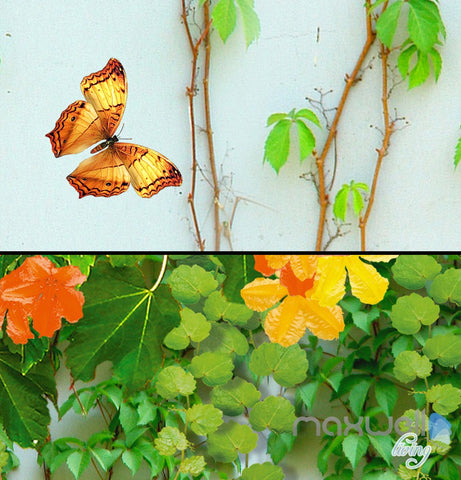 Image of 3D Flower Vine Butterfly Entire Living Room Wallpaper Wall Mural Art Prints IDCQW-000177