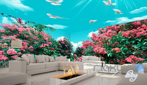 3D Flowers Tree Birds Sunshine Sky Entire Living Room Wallpaper Wall Mural Art Decor IDCQW-000197