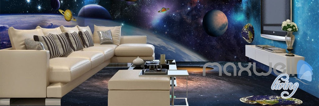 3D Universe Galaxy Planets Sky Entire Living Room Wallpaper Wall Mural Art Decor Prints IDCQW-000198