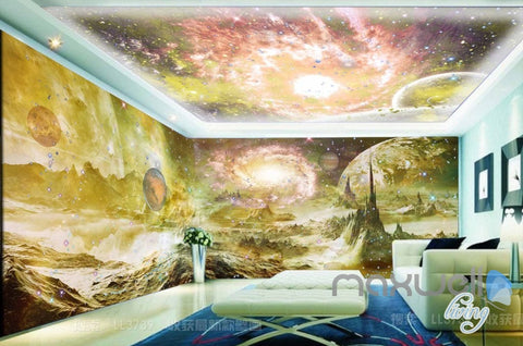 Image of 3D Planet Surface Space Sky Entire Living Room Wallpaper Wall Mural Art Decor Prints IDCQW-000199