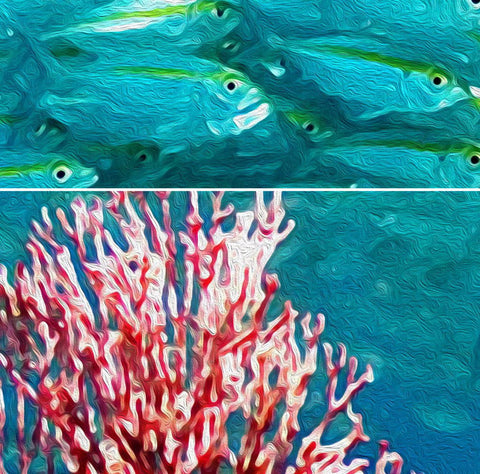 Image of 3D Shoal of Fish Coral Entire Living Room Bathroom Wallpaper Wall Mural Art Decor  IDCQW-000206
