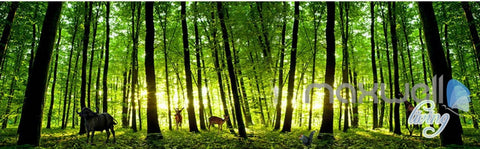 Image of 3D Animals Green Forest Tree Top Entire Living Room Wallpaper Wall Mural Art Decor IDCQW-000220