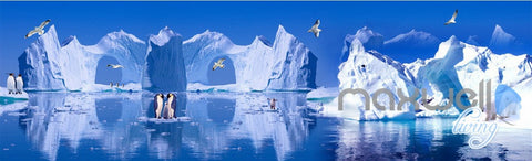 Image of 3D Iceberg Penguin Blue Sky Ceiling Entire Living Room Wallpaper Wall Mural Art IDCQW-000226