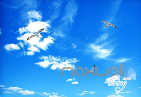 Image of 3D Island View Segull Blue Sky Ceiling Entire Living Room Wallpaper Wall Mural Art IDCQW-000229