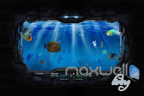 Image of 3D Underwater Craft Glass Window View Entire Room Bedroom Wallpaper Wall Mural Art IDCQW-000233