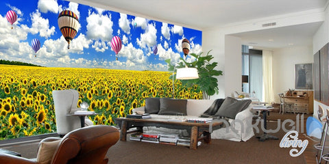Image of 3D Airballon Flowers Entire Living Room Bedroom Wallpaper Wall Mural Art Decor IDCQW-000251