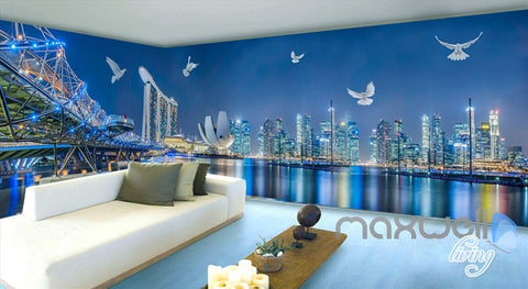 Image of 3D City Night Light Show Entire Living Room Office Wallpaper Wall Mural Art IDCQW-000260