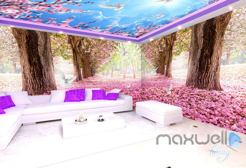 Image of 3D Cherry Blossom Tree Entire Living Room Office Wallpaper Wall Mural Art IDCQW-000261