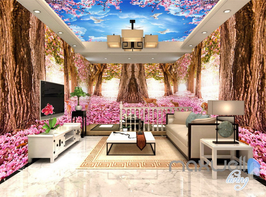 3D Flower Blossom Forest Entire Living Room Office Wallpaper Wall Mural Art IDCQW-000262