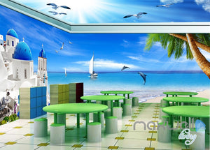 3D Mediterranean Palm Tree Ocean Entire Living Room Office Wallpaper Wall Mural IDCQW-000265