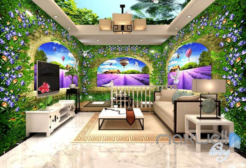 3D Lavender Farm Arches Vine Entire Living Room Bedroom Wallpaper Wall Mural Art IDCQW-000266