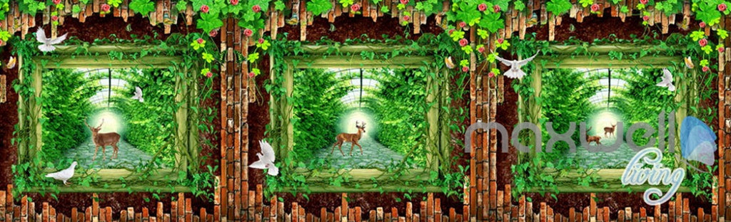 3D Wood Windows Forest Deer Entire Living Room Bedroom Wallpaper Wall Mural Art IDCQW-000267