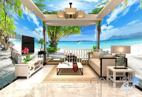 Image of 3D Fiji Tropical Island Entire Living Room Business Wallpaper Wall Mural Art IDCQW-000271