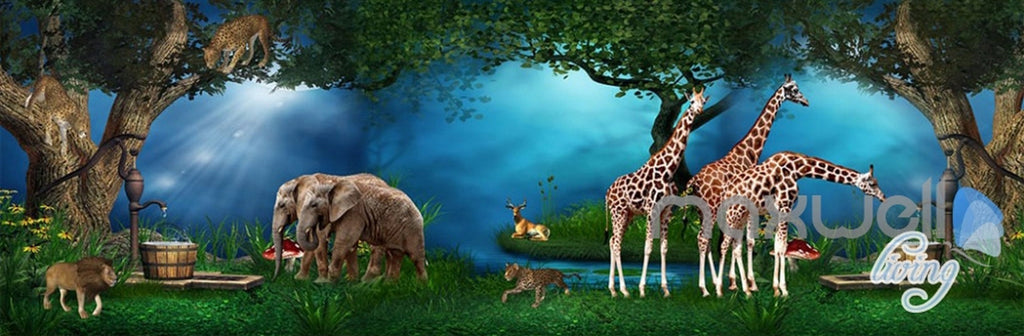 3D Jungle Animals Forest Elepant Entier Living Room Business Wallpaper Wall Mural IDCQW-000274
