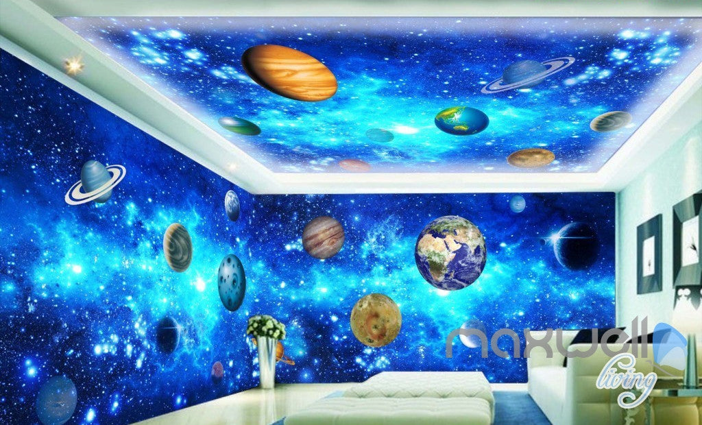 3D Solar Earth Planets Unvierse Entire Living Room Bedroom Wallpaper Wall Mural IDCQW-000278