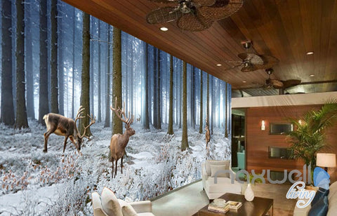 Image of 3D Winter Forest Erk Entire Living Room Bedroom Wallpaper Wall Mural Art Prints IDCQW-000289