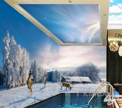 Image of 3D Winter Snow Tree Erk Entire Living Room Bedroom Wallpaper Wall Mural Art Prints IDCQW-000290