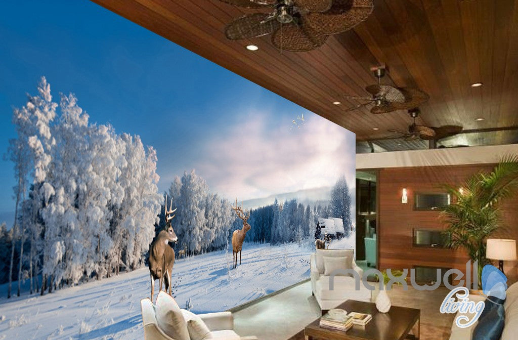 3D Winter Snow Tree Erk Entire Living Room Bedroom Wallpaper Wall Mural Art Prints IDCQW-000290