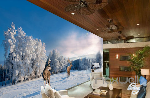 Image of 3D Winter Snow Tree Erk Entire Living Room Bedroom Wallpaper Wall Mural Art Prints IDCQW-000290