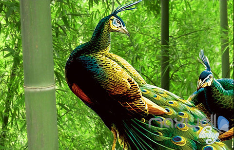 3D Bamboo Forest Peacock Entire Living Room Bedroom Wallpaper Wall Mural Art Prints IDCQW-000291