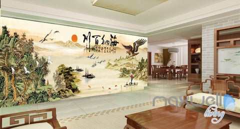Image of 3D Classic Chinese Painting Eagle Entire Living Room Business Wallpaper Wall Mural Decal IDCQW-000307