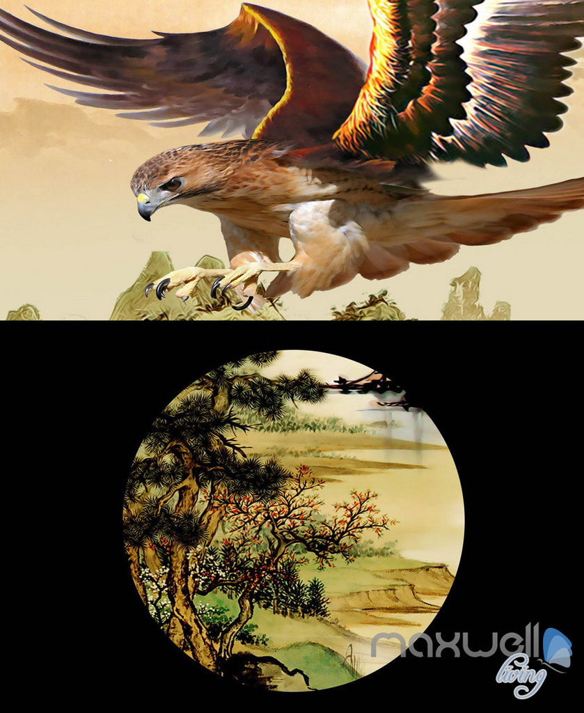 3D Classic Chinese Painting Eagle Entire Living Room Business Wallpaper Wall Mural Decal IDCQW-000307