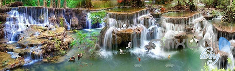 Image of 3D Long Waterfall Pond Entire Living Room Business Wallpaper Wall Decal Mural IDCQW-000308