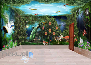 3D Peacock Mysterious Forest Parrot Wall Murals Wallpaper Decals Art Print IDCQW-000313