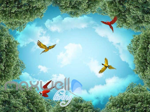Image of 3D Peacock Mysterious Forest Parrot Wall Murals Wallpaper Decals Art Print IDCQW-000313