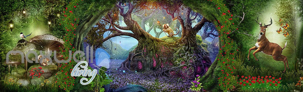 3D Fairy Tale Land Deer Squiral Wall Murals Wallpaper Decals Art Prints IDCQW-000318
