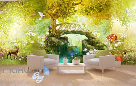 Image of 3D Vintage Fairy Garden Wall Murals Wallpaper Decals Art Print Decor IDCQW-000326