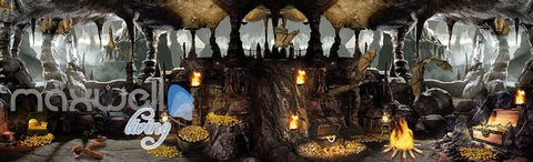 Image of 3D Cave Treasure Bat Wall Murals Wallpaper Wall Paper Decals Art Print Decor IDCQW-000330