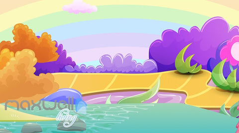 Image of 3D Rainbow Fairy Land River Kids Wall Murals Wallpaper Paper Art Print Decor IDCQW-000339