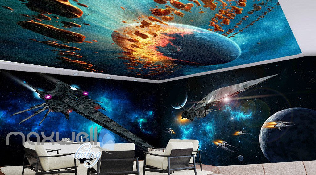 3D Star Wall Spacecraft Battle Wall Murals Wallpaper Paper Art Print Decor IDCQW-000340