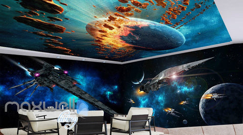 Image of 3D Star Wall Spacecraft Battle Wall Murals Wallpaper Paper Art Print Decor IDCQW-000340