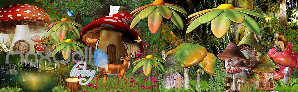 3D Fantacy World Mushroom Animals Wall Murals Wallpaper Paper Art Decor IDCQW-000355