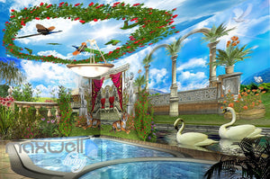 3D Tiger Peacock Garden Arch Wall Murals Wallpaper Paper Art Decor IDCQW-000357
