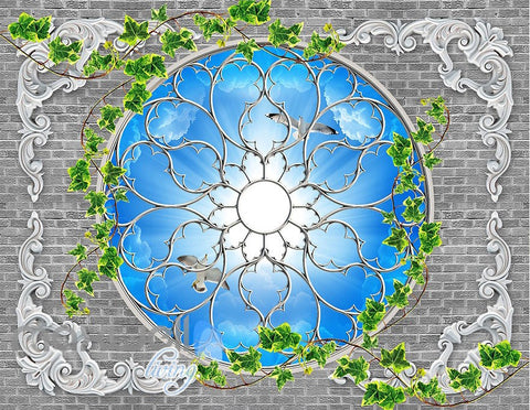 Image of 3D Flower Vine Pegola Blue Sky Ceiling Wall Murals Wallpaper Art Print Decor IDCQW-000361