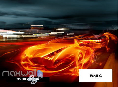 Image of 3D Racing Car Flame Wall Murals Wallpaper Paper Art Print Decor IDCQW-000368