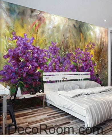Image of Purple Flower Oilpainting Effect 000002 Wallpaper Wall Decals Wall Art Print Mural Home Decor Gift Office Business