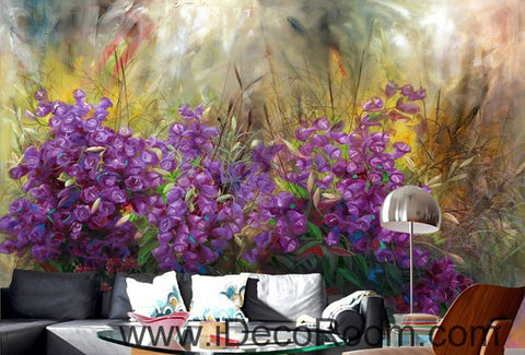 Image of Purple Flower Oilpainting Effect 000002 Wallpaper Wall Decals Wall Art Print Mural Home Decor Gift Office Business