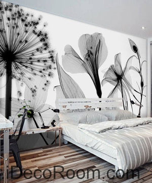 Transparent Dandelion Flowers Modern 000005 Wallpaper Wall Decals Wall Art Print Mural Home Decor Gift Office Business