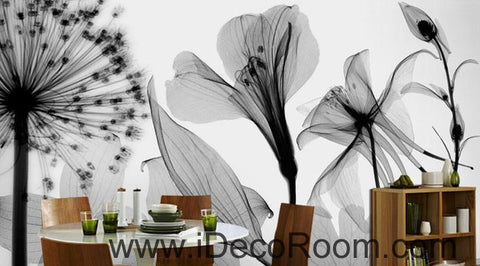 Transparent Dandelion Flowers Modern 000005 Wallpaper Wall Decals Wall Art Print Mural Home Decor Gift Office Business