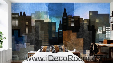 Image of Abstract City Night 000009 Wallpaper Wall Decals Wall Art Print Mural Home Decor Gift Office Business